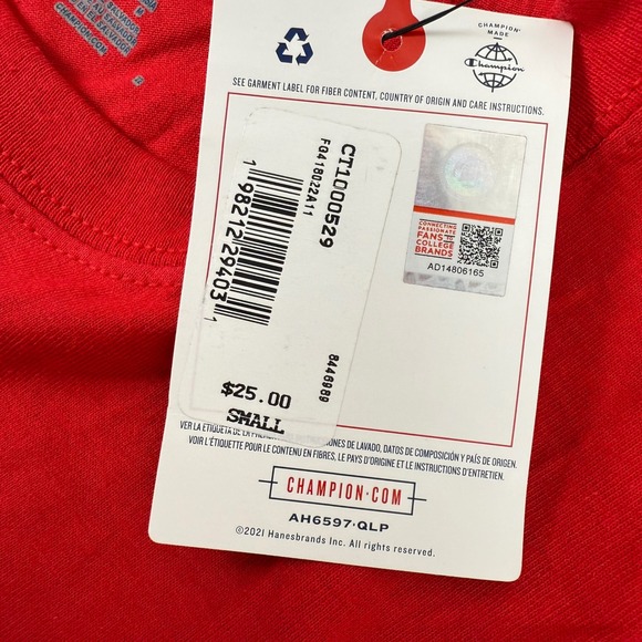 NWT Champion Cincinnati Bearcats Reds Cincy Baseball Shirt Mens S‎ Short Sleeve - Picture 5 of 8